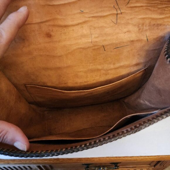 Vintage 1950's Wide Strap Tooled Leather Purse-Raleigh - Picture 8 of 9
